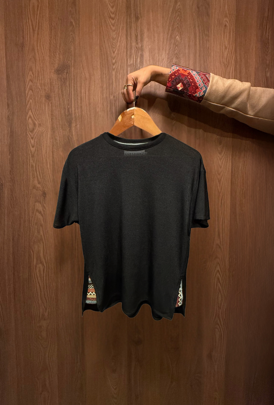 CAMISETA CUELLO REDONDO OVERSIZE BAHAMAS NEGRO RAYAS