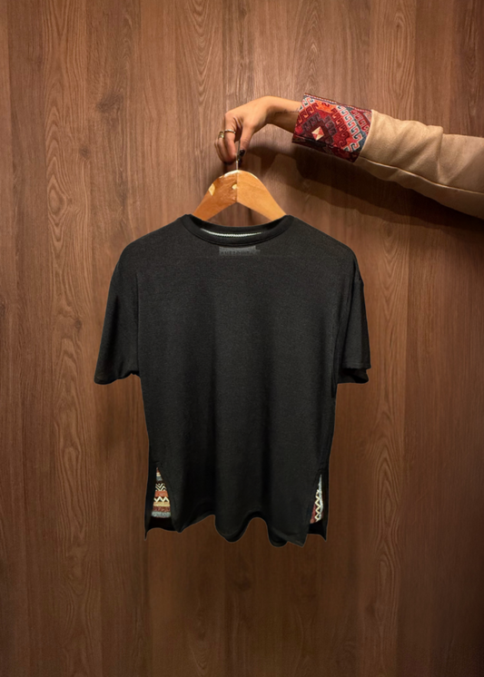 CAMISETA CUELLO REDONDO OVERSIZE BAHAMAS NEGRO RAYAS