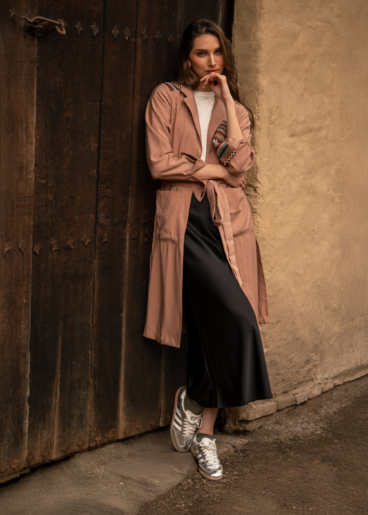 ABRIGO TRENCH REGULAR ATENAS CAQUI MULTICOLOR