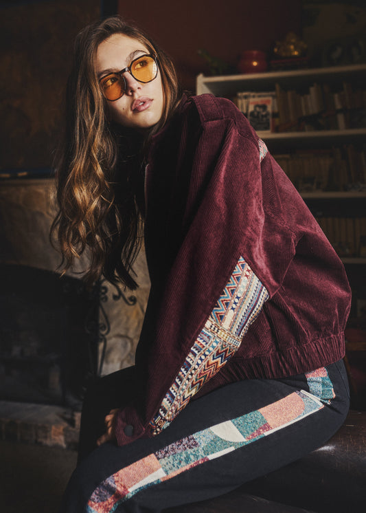 CHAQUETA BOMBER REGULAR BONN VINO MULTICOLOR