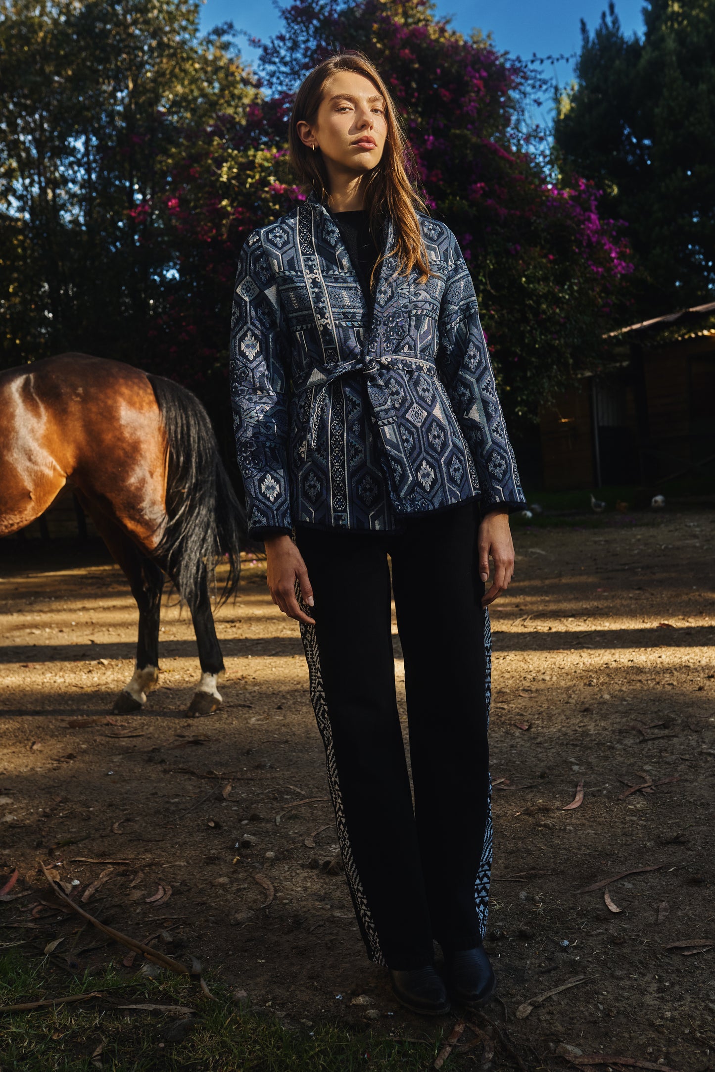 CHAQUETA KIMONO REGULAR OSAKA AZUL PALM TROPICARIO