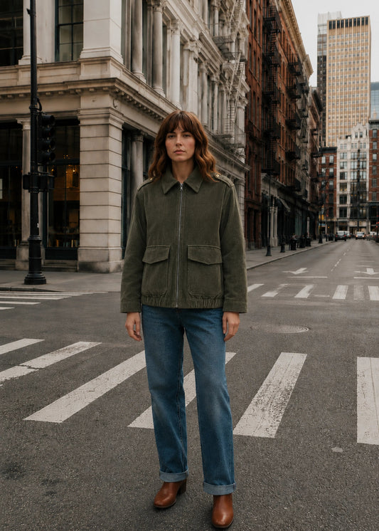 CHAQUETA BOMBER REGULAR BONN VERDE MULTICOLOR