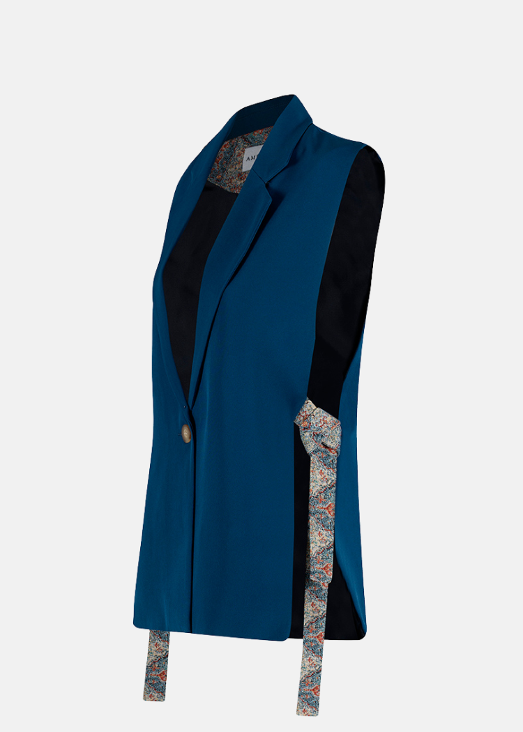 CHALECO CLÁSICO REGULAR BULGARIA TURQUESA ARABESCO BLUE
