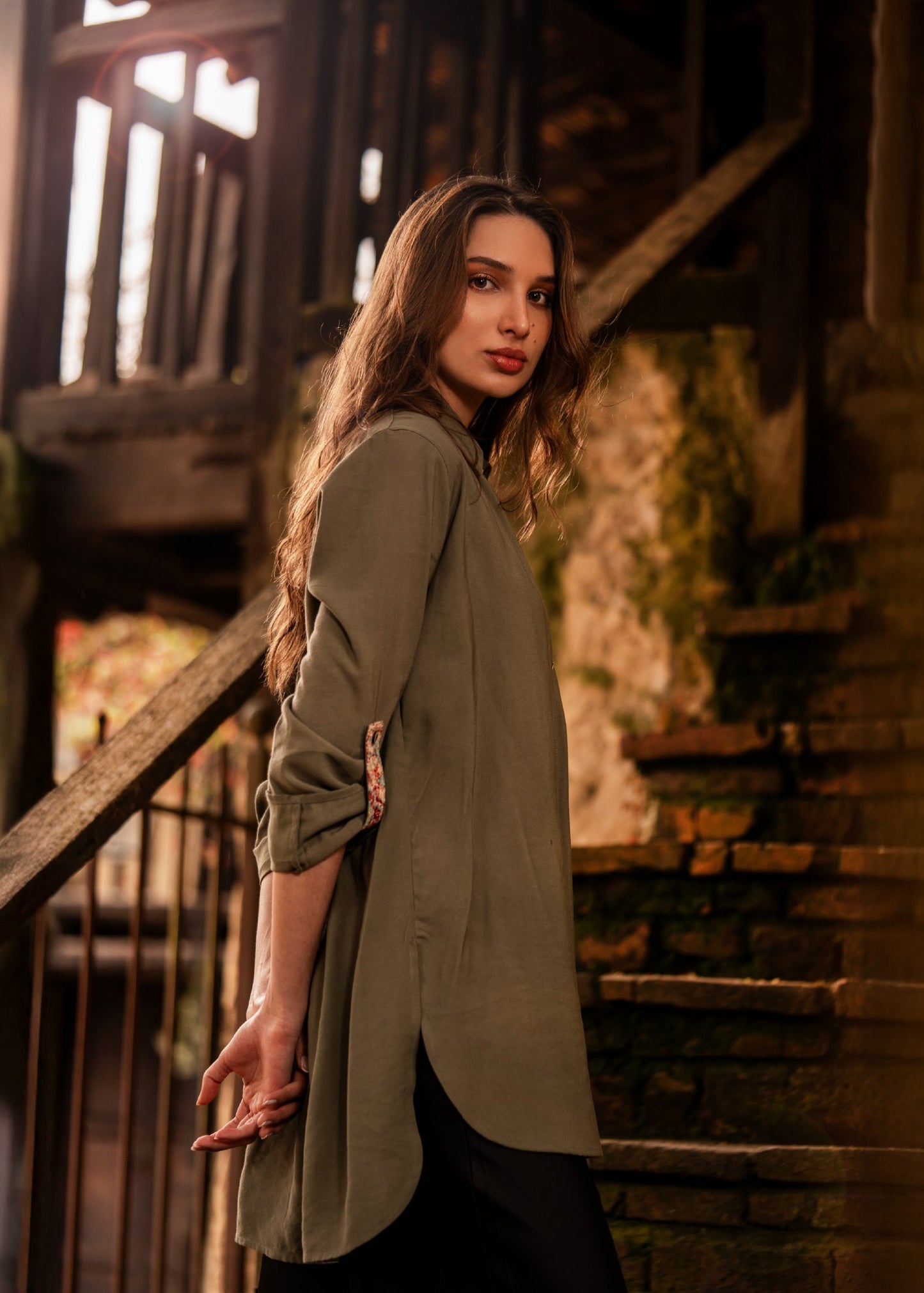 CAMISA OVERSHIRT OVERSIZE BALI VERDE ARABESCO