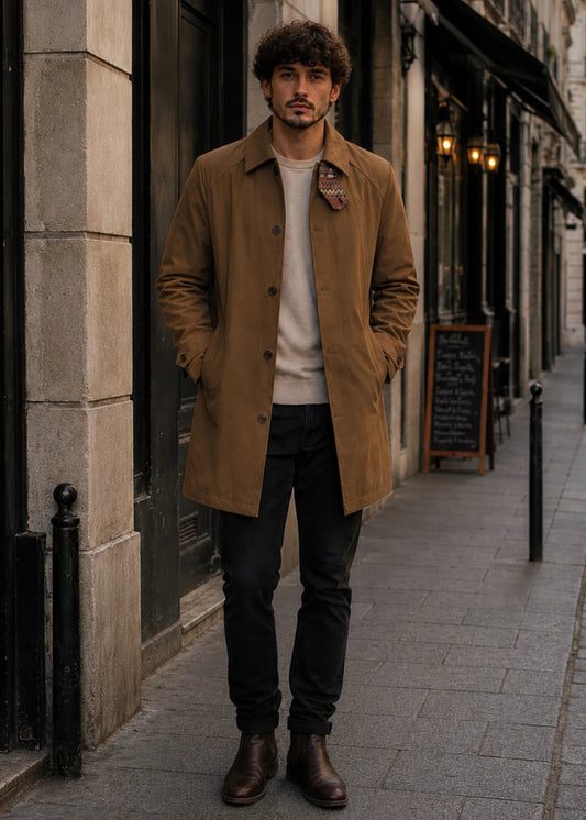 ABRIGO TRENCH REGULAR EDIMBURGO CAQUI MULTICOLOR