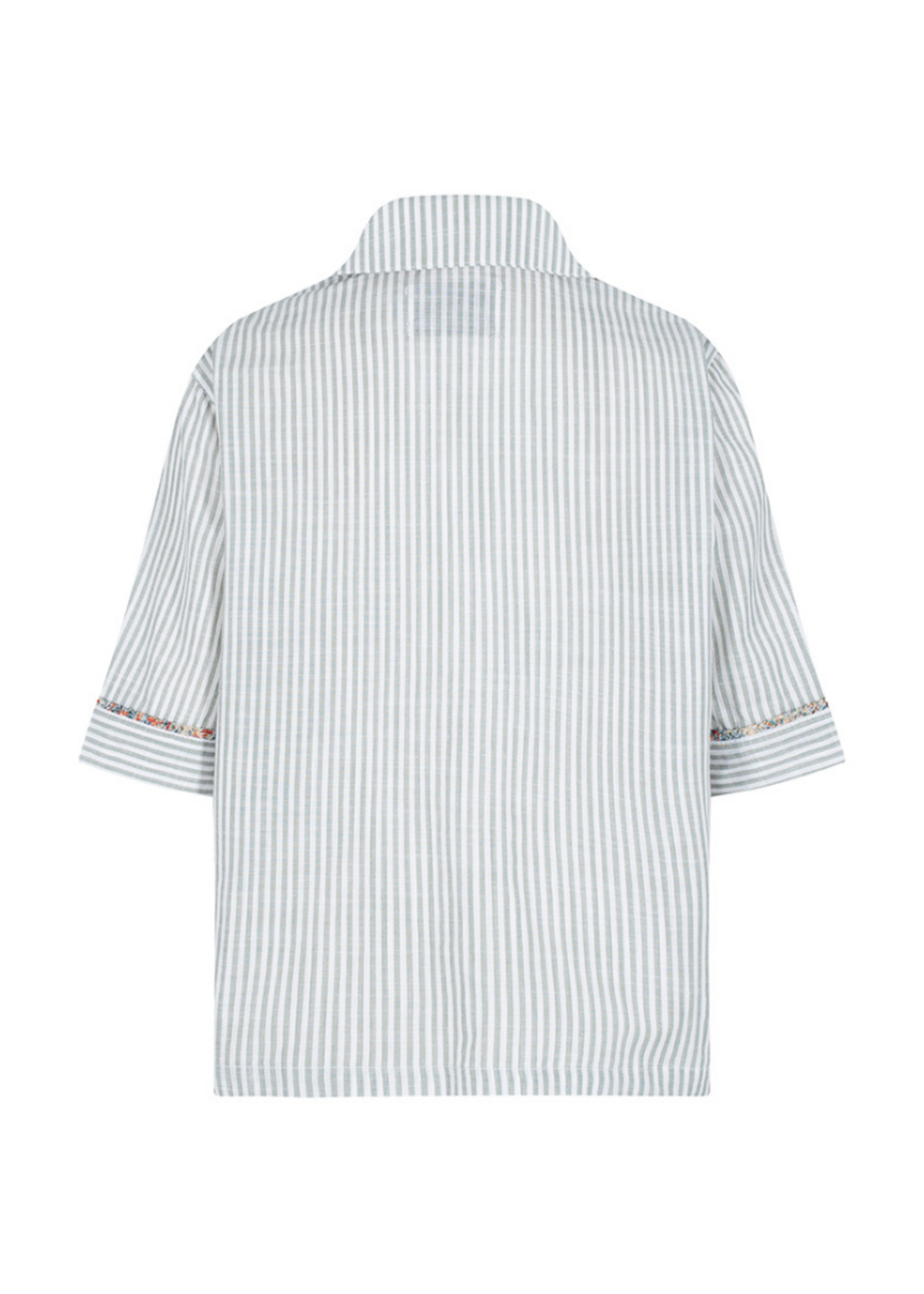 CAMISA MANGA CORTA OVERSIZE FLORENCIA VERDE OLIVA ARABESCO AZUL