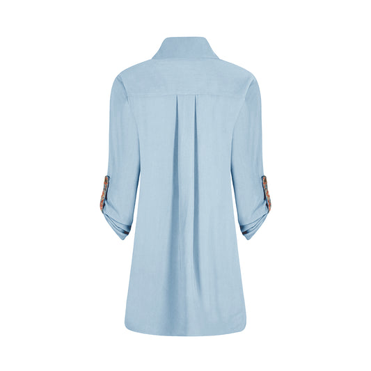 CAMISA OVERSHIRT OVERSIZE BALI AZUL CLARO ARABESCO AZUL