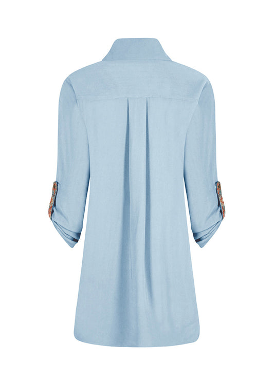CAMISA OVERSHIRT OVERSIZE BALI AZUL CLARO ARABESCO AZUL