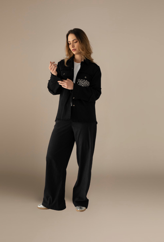 CAMISA OVERSHIRT REGULAR DALLAS NEGRO B&W