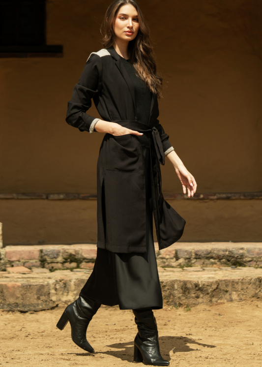 ABRIGO TRENCH REGULAR ATENAS NEGRO JASPE