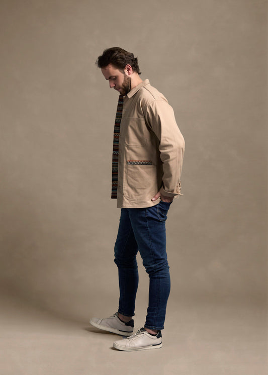 CAMISA OVERSHIRT REGULAR TEXAS CAQUI MULTICOLOR