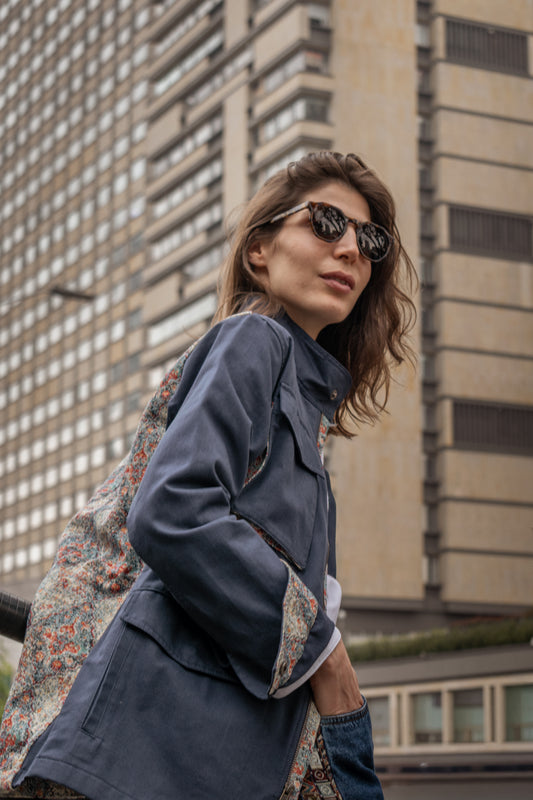 CHAQUETA FIELD REGULAR BRUSELAS AZUL OSCURO ARABESCO AZUL