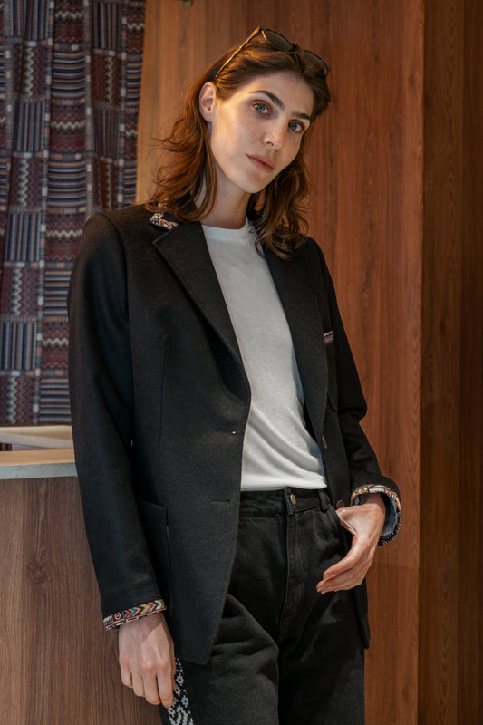 BLAZER SENCILLO REGULAR TOSCANA NEGRO MULTICOLOR