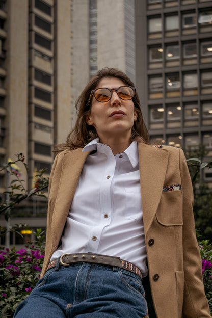 BLAZER SENCILLO REGULAR TOSCANA CAMEL MULTICOLOR