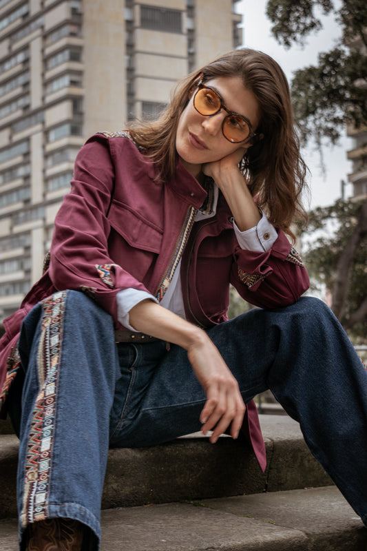 CHAQUETA FIELD REGULAR BRUSELAS VINOTINTO MULTICOLOR