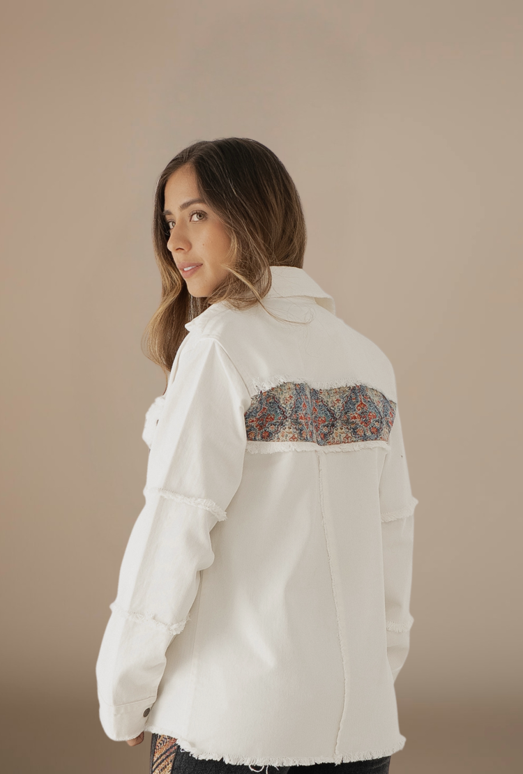 CAMISA OVERSHIRT REGULAR DALLAS BLANCO ARABESCO AZUL