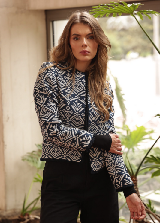 CHAQUETA CLÁSICA REGULAR BURGOS AZUL OSCURO TRIBAL BLUE