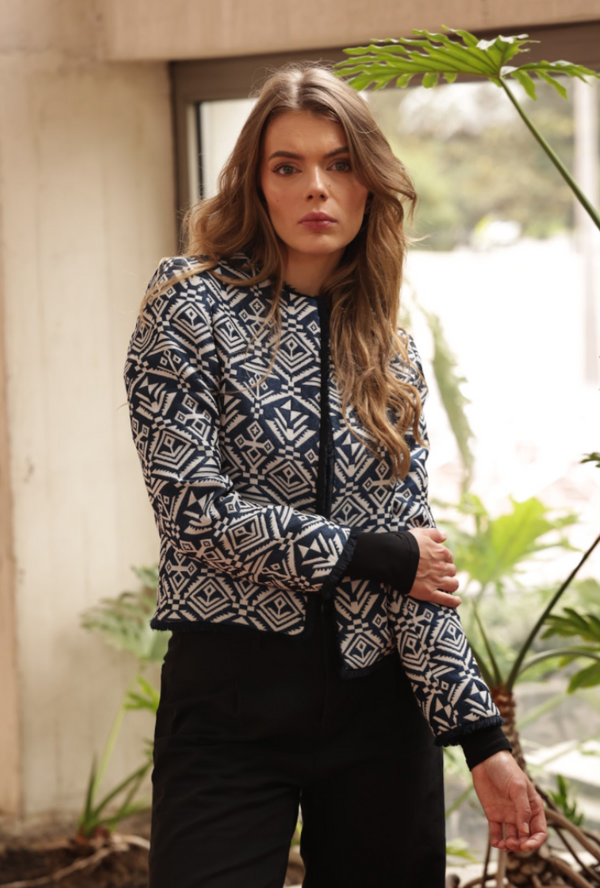 Chaqueta telar corta tribal blue Isabel