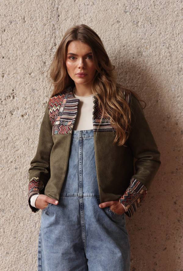 Chaqueta gamuza olive Marie