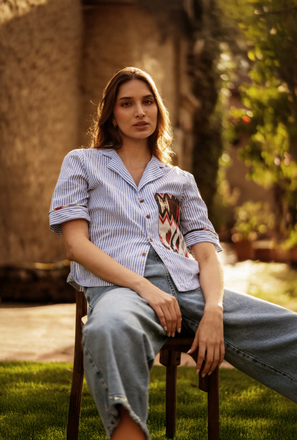 Camisa de rayas baby blue Florencia