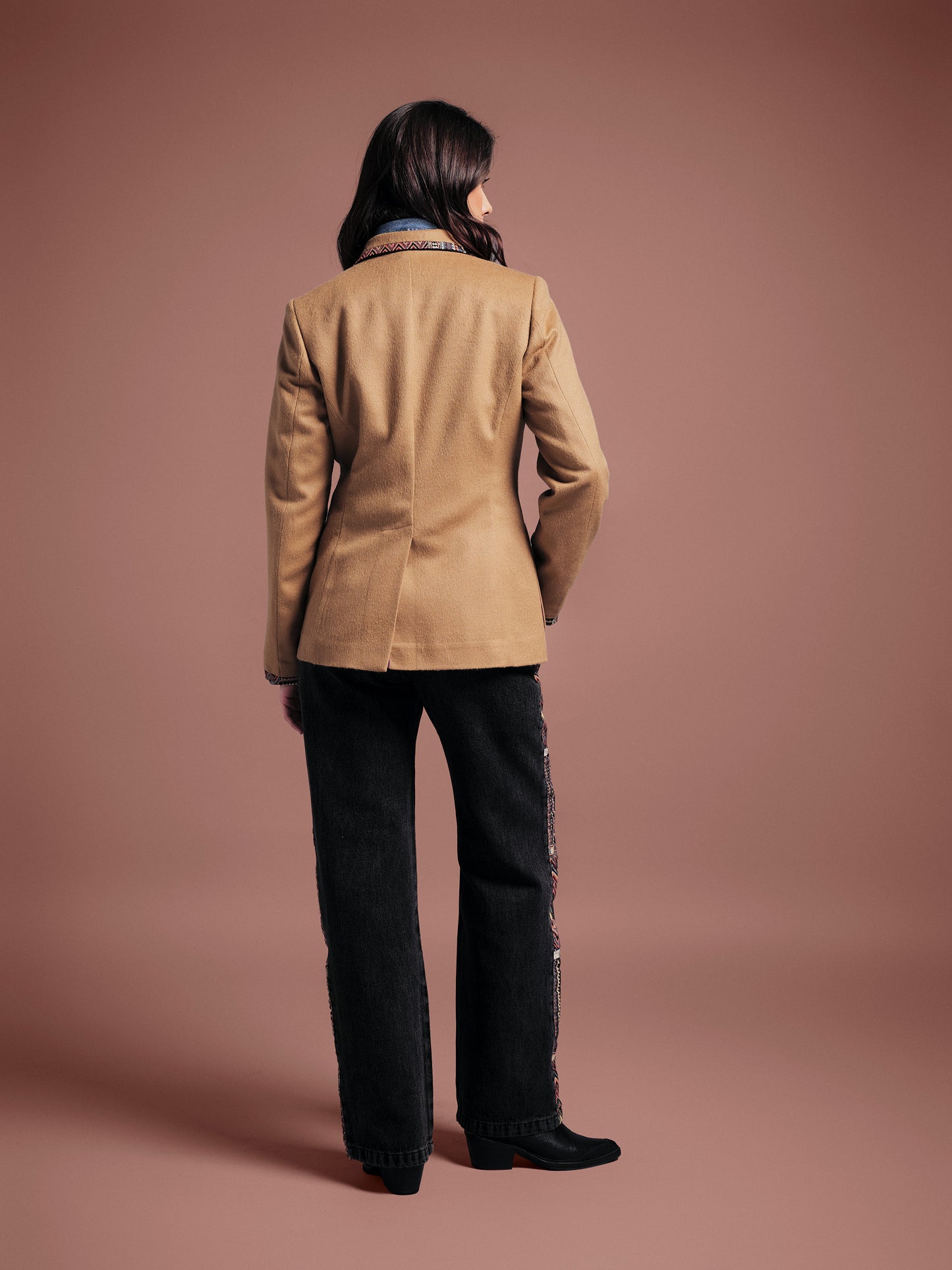BLAZER SENCILLO REGULAR TOSCANA CAMEL MULTICOLOR