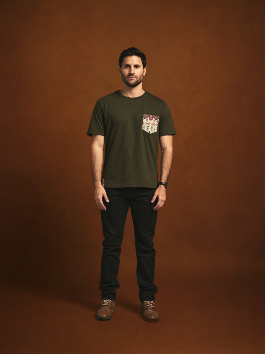 CAMISETA CUELLO REDONDO REGULAR PORTLAND VERDE OLIVA CACTUS