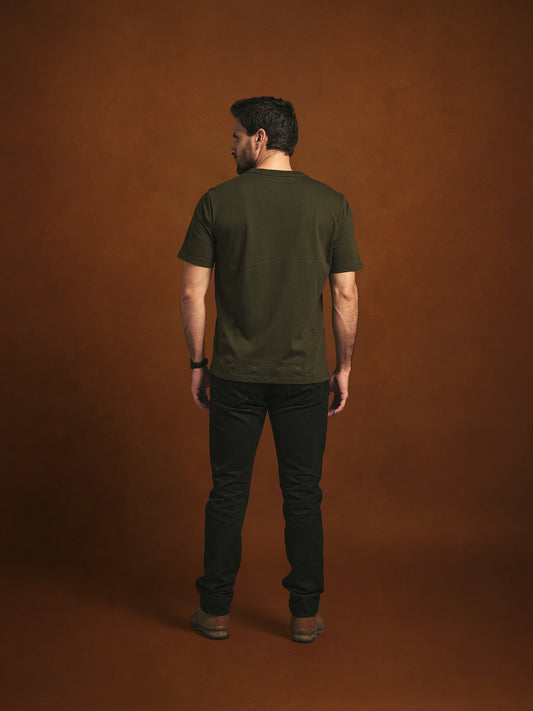 CAMISETA CUELLO REDONDO REGULAR PORTLAND VERDE OLIVA CACTUS