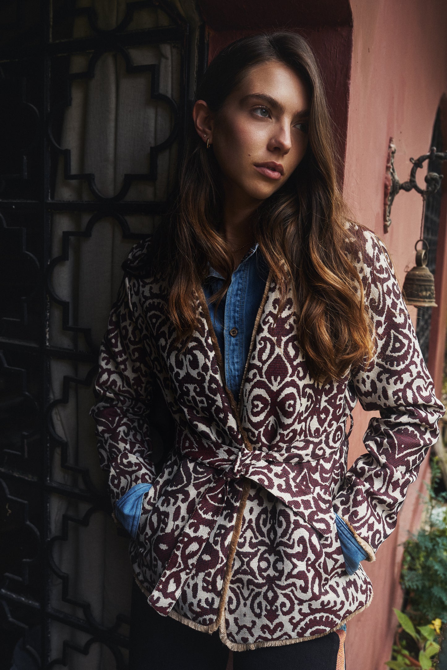 CHAQUETA KIMONO REGULAR OSAKA VINOTINTO INDIA VINO