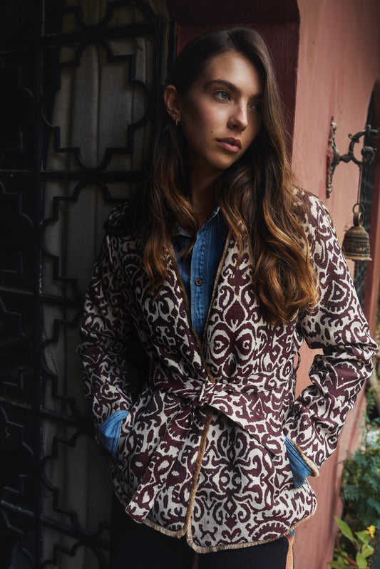 CHAQUETA KIMONO REGULAR OSAKA VINOTINTO INDIA VINO