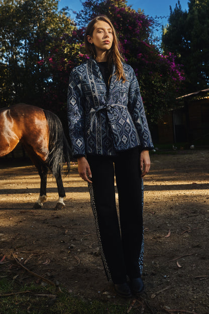 CHAQUETA KIMONO REGULAR OSAKA AZUL PALM TROPICARIO