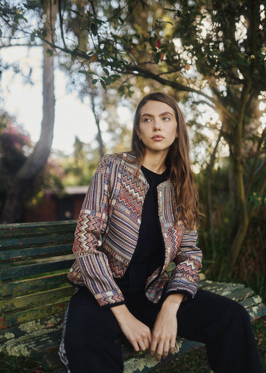 CHAQUETA CLÁSICA REGULAR BURGOS AZUL MULTICOLOR