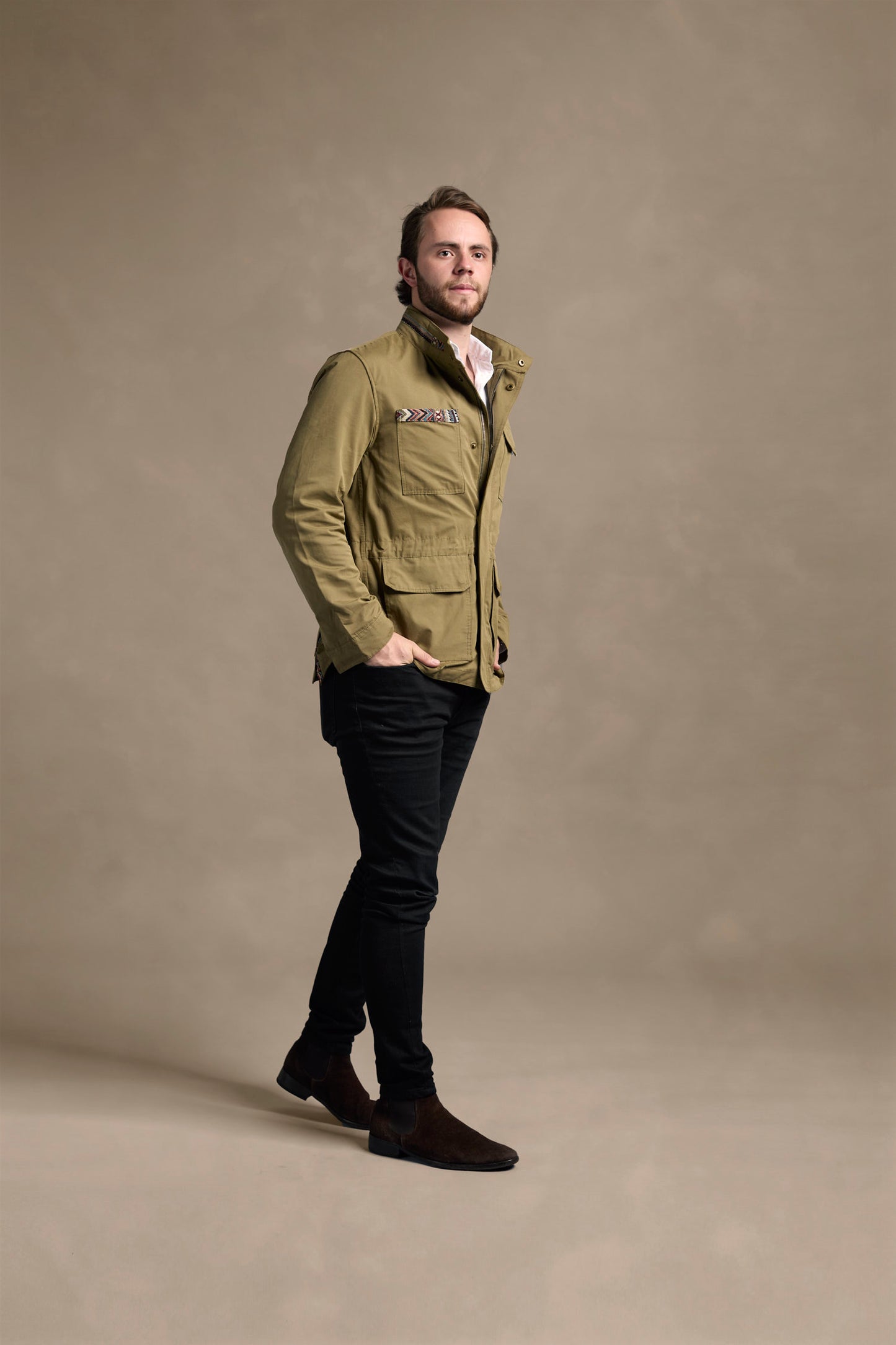 CHAQUETA FIELD REGULAR AUSTIN VERDE OLIVA MULTICOLOR