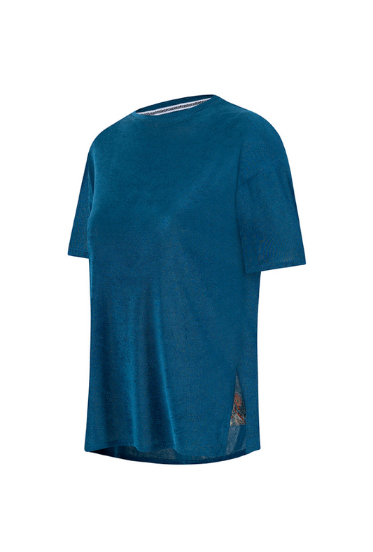 CAMISETA CUELLO REDONDO OVERSIZE BAHAMAS TURQUESA ARABESCO AZUL
