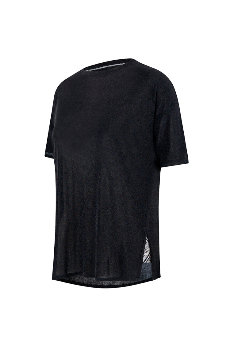 CAMISETA CUELLO REDONDO OVERSIZE BAHAMAS NEGRO RAYAS