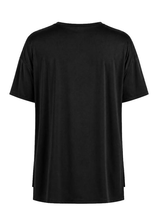 CAMISETA CUELLO REDONDO OVERSIZE BAHAMAS NEGRO RAYAS