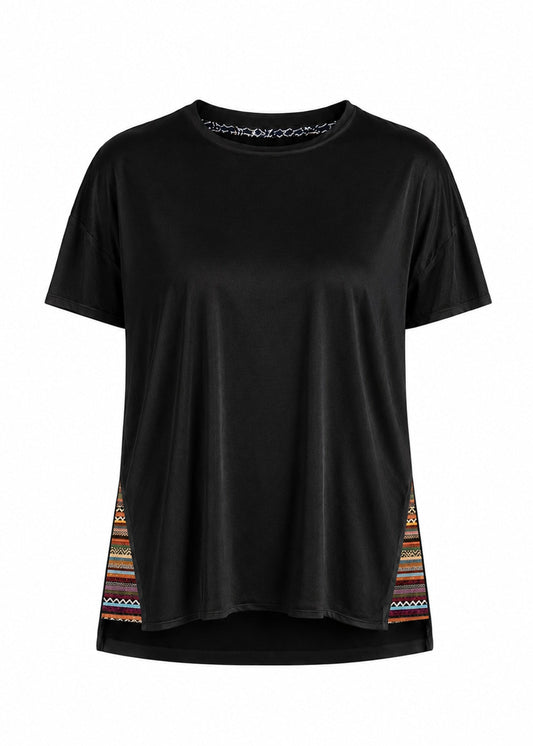 CAMISETA CUELLO REDONDO OVERSIZE BAHAMAS NEGRO RAYAS