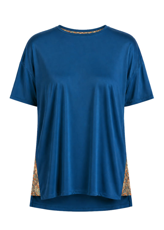 CAMISETA CUELLO REDONDO OVERSIZE BAHAMAS TURQUESA ARABESCO AZUL
