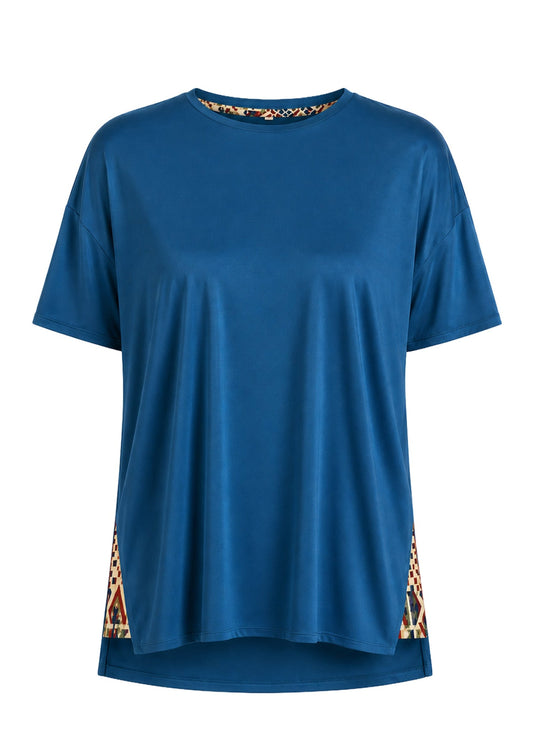 CAMISETA CUELLO REDONDO OVERSIZE BAHAMAS TURQUESA TRIANGULOS