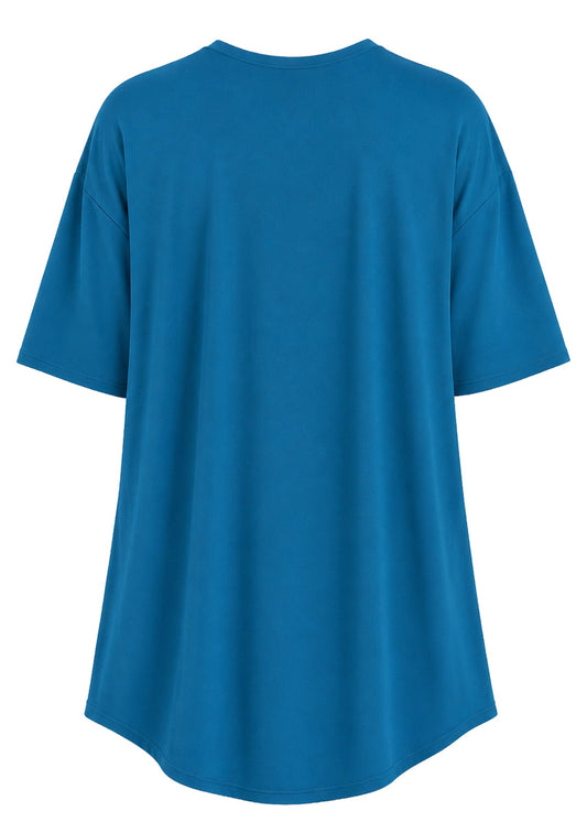 CAMISETA CUELLO REDONDO OVERSIZE BAHAMAS TURQUESA ARABESCO AZUL