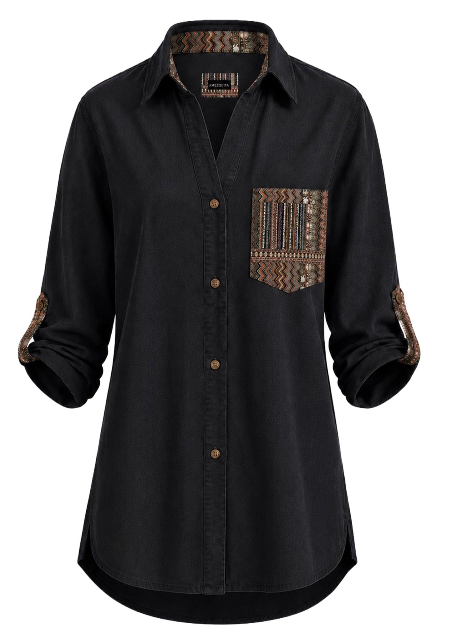 CAMISA OVERSHIRT OVERSIZE BALI NEGRO MULTICOLOR