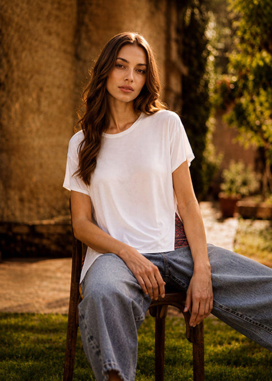 CAMISETA CUELLO REDONDO OVERSIZE BAHAMAS BLANCO PERSA