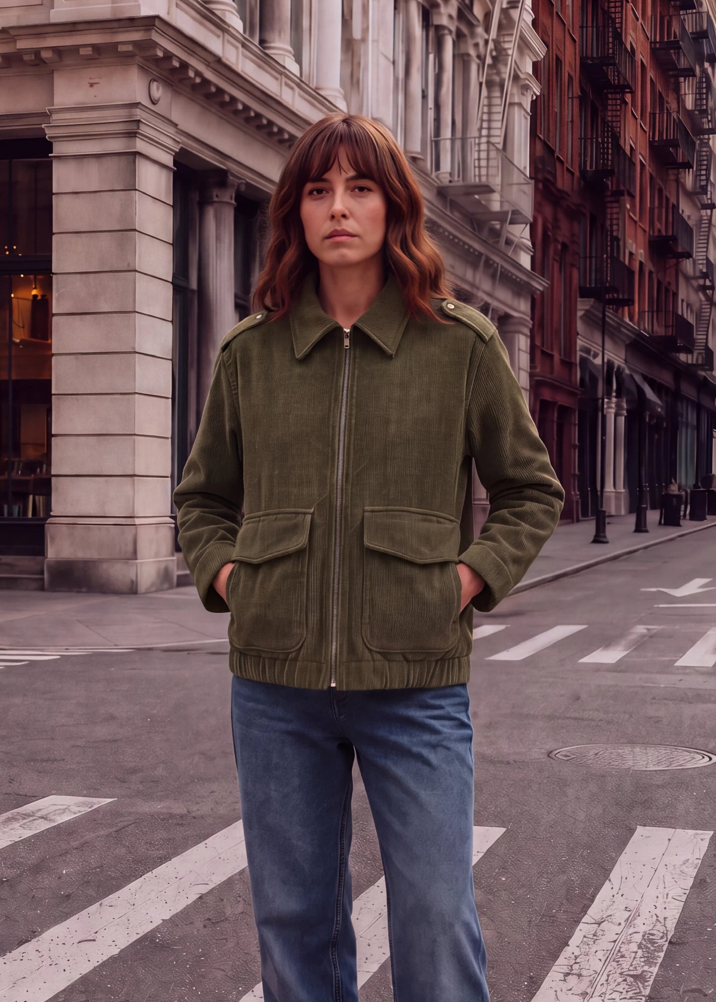 CHAQUETA BOMBER REGULAR BONN VERDE MULTICOLOR