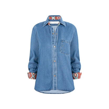 CAMISA CLÁSICA REGULAR TORONTO AZUL MEDIO ROMBO TERRACOTA