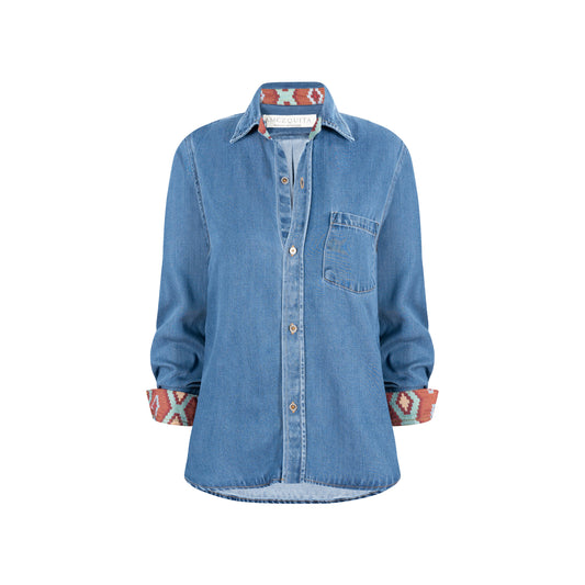 CAMISA CLÁSICA REGULAR TORONTO AZUL MEDIO ROMBO TERRACOTA