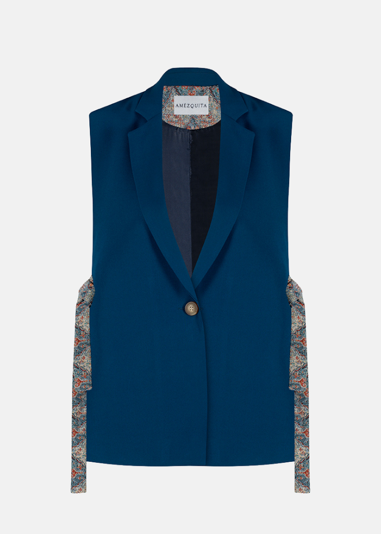 CHALECO CLÁSICO REGULAR BULGARIA TURQUESA ARABESCO BLUE