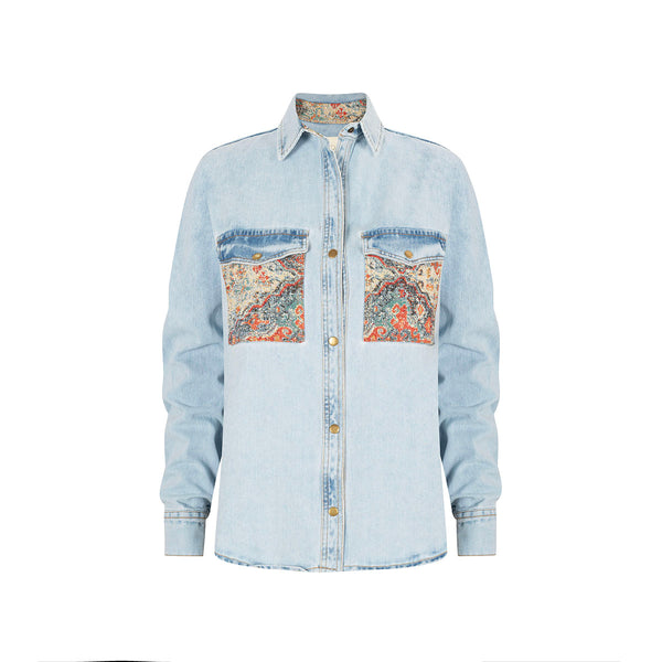 Clara Denim Shirt Arabesco Blue