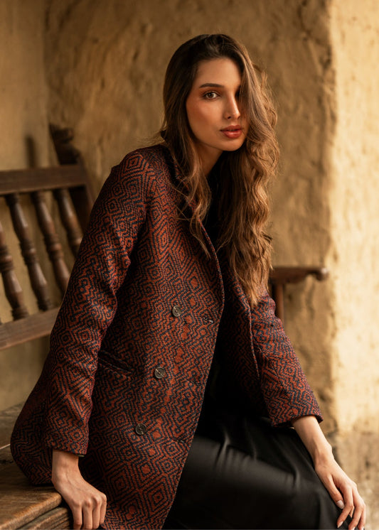 BLAZER CRUZADO REGULAR BILBAO TERRACOTA ROMBOS