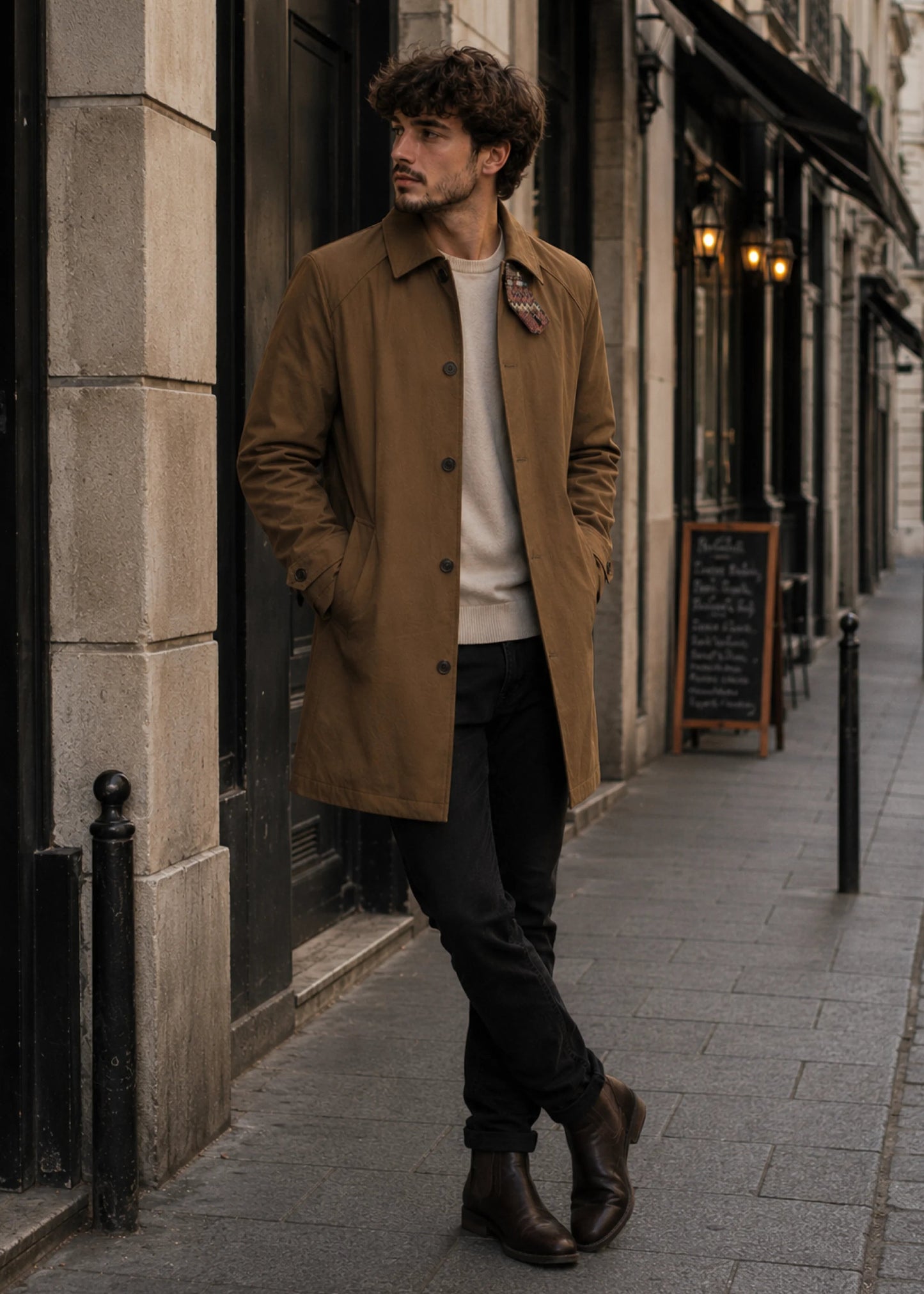 ABRIGO TRENCH REGULAR EDIMBURGO CAQUI MULTICOLOR
