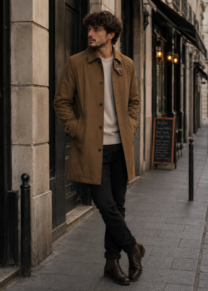 ABRIGO TRENCH REGULAR EDIMBURGO CAQUI MULTICOLOR