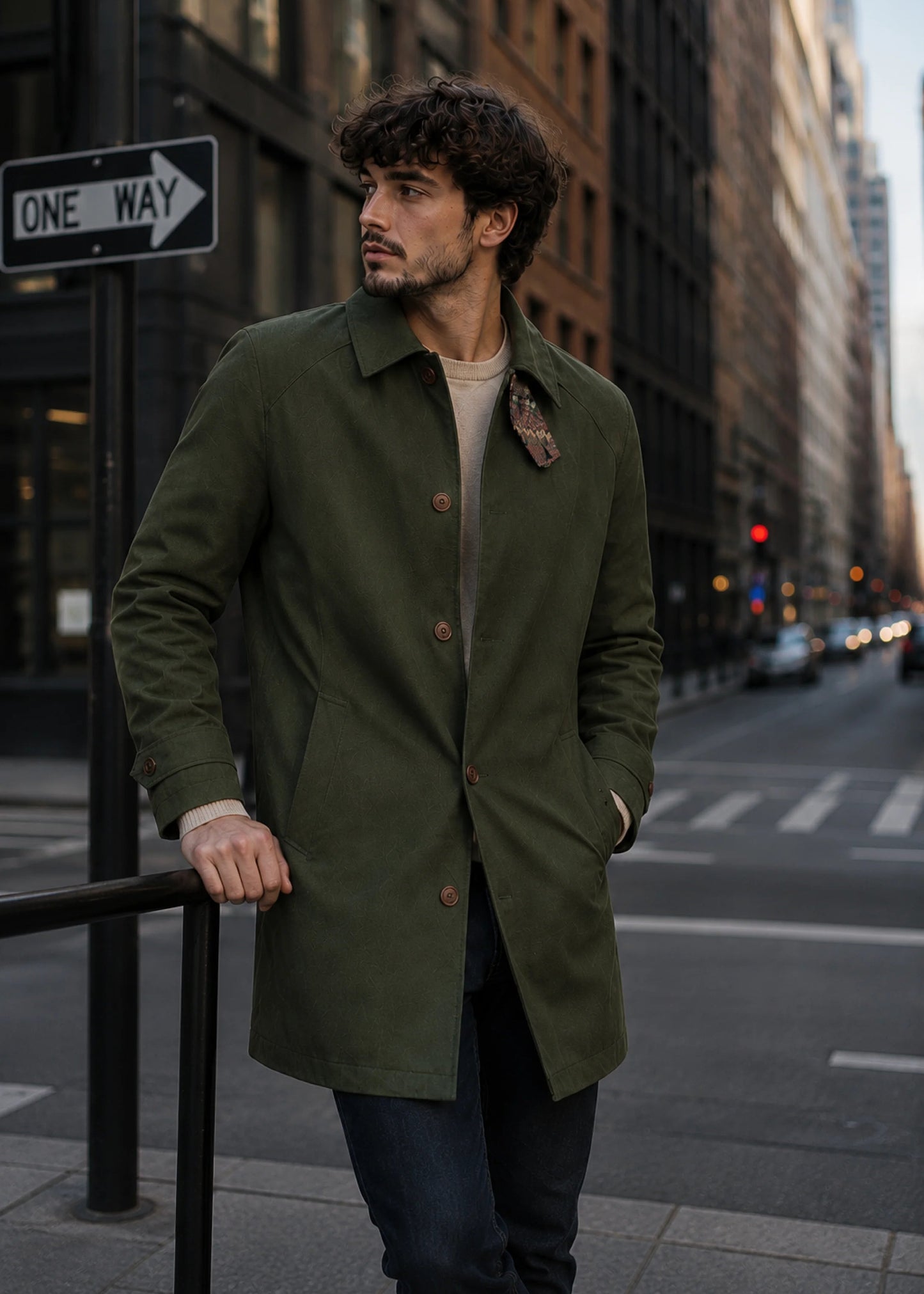 ABRIGO TRENCH REGULAR EDIMBURGO VERDE MULTICOLOR